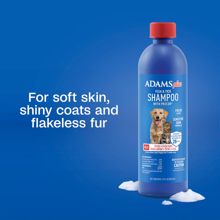 ADAMS Plus Flea &amp; Tick Shampoo with Precor for Dogs &amp; Cats, 12 oz