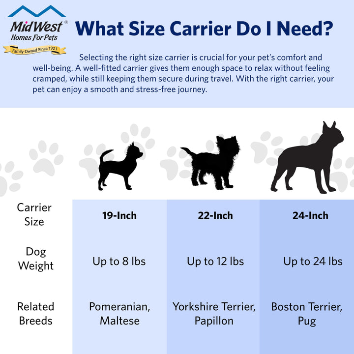 Spree by MidWest 19-Inch Travel Carrier, Blue, Fits Pets up to 10 lbs