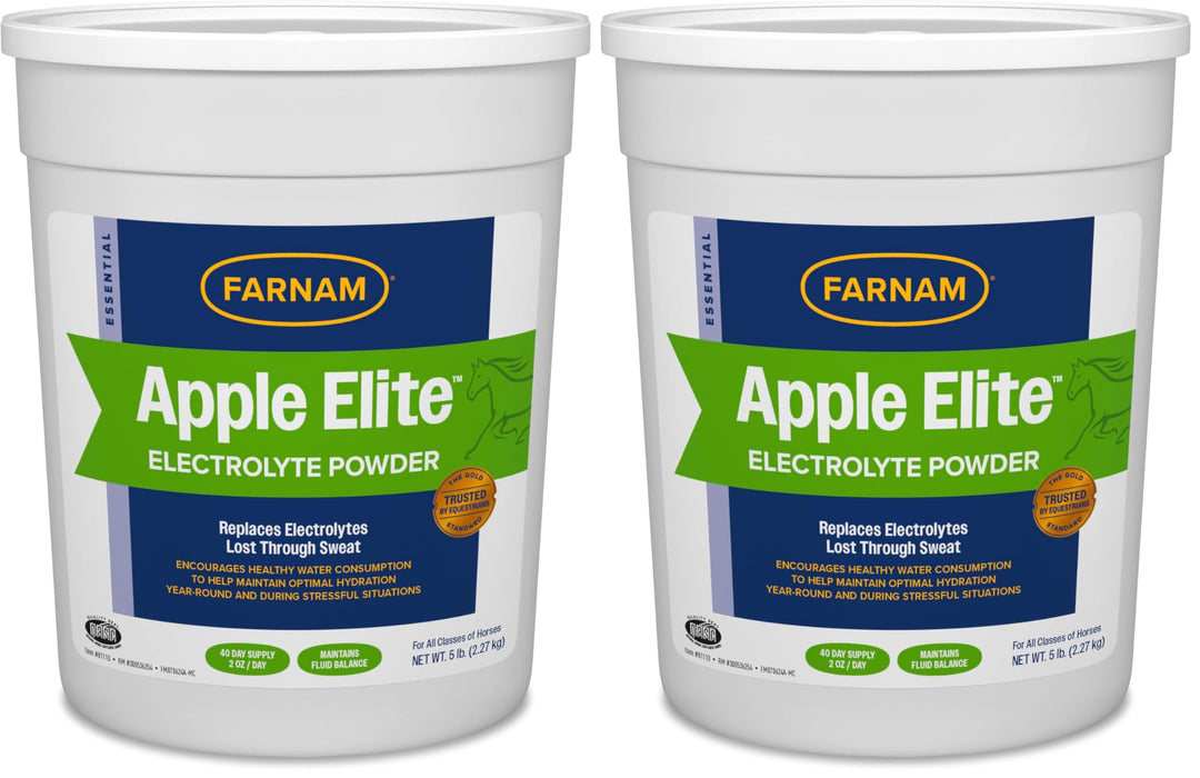 Farnam Apple Elite Horse Electrolyte Powder, Replaces Minerals Lost in Sweat During Exercise, Extreme Weather &amp; Stressful Conditions, 5 lb., 40 Day Supply (Pack of 2)