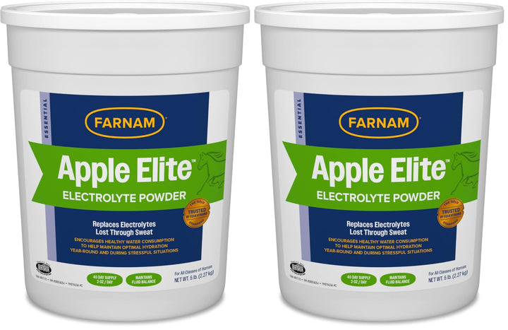Farnam Apple Elite Horse Electrolyte Powder, Replaces Minerals Lost in Sweat During Exercise, Extreme Weather &amp; Stressful Conditions, 5 lb., 40 Day Supply (Pack of 2)