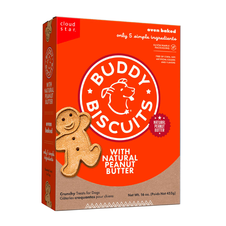 Buddy Biscuits Crunchy Dog Treats, Peanut Butter, 16 oz Box