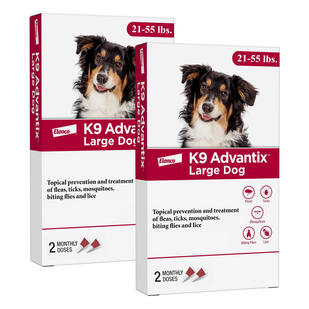 K9 Advantix Flea, Tick &amp; Mosquito Prevention for Dogs 21-55 lbs. | Flea Drops for Large Dogs | Apply Monthly | 4 Treatments (Pack of 2)