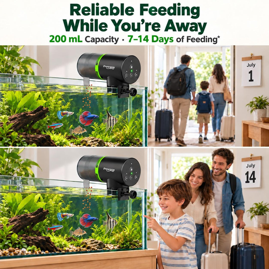 Freesea Automatic Fish Feeder for Aquarium: One-Touch Easy Setup &amp; 3 Timers