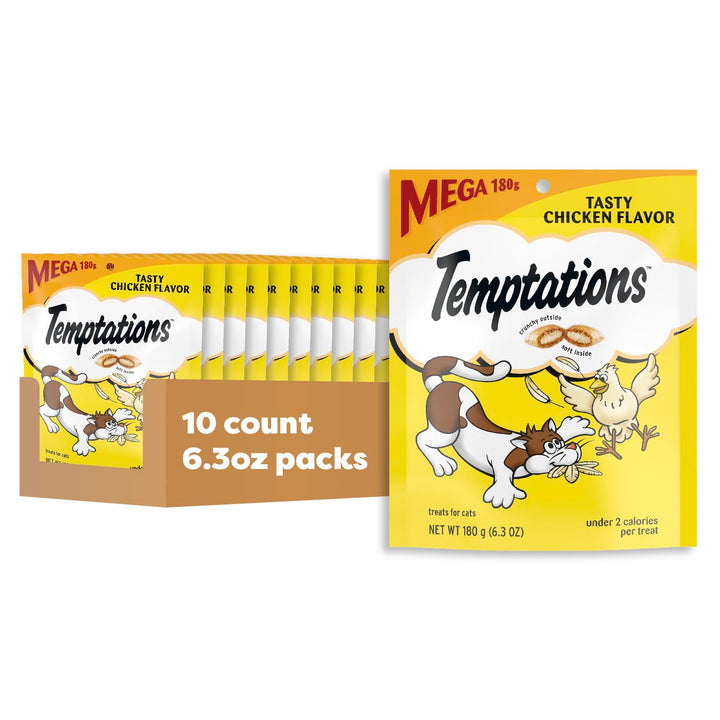 Temptations Classic Crunchy and Soft Cat Treats, Tasty Chicken, 6.3oz, 10pk