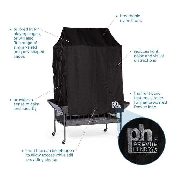 Prevue Pet Products Large Playtop Bird Cage Cover - Black, Size Large