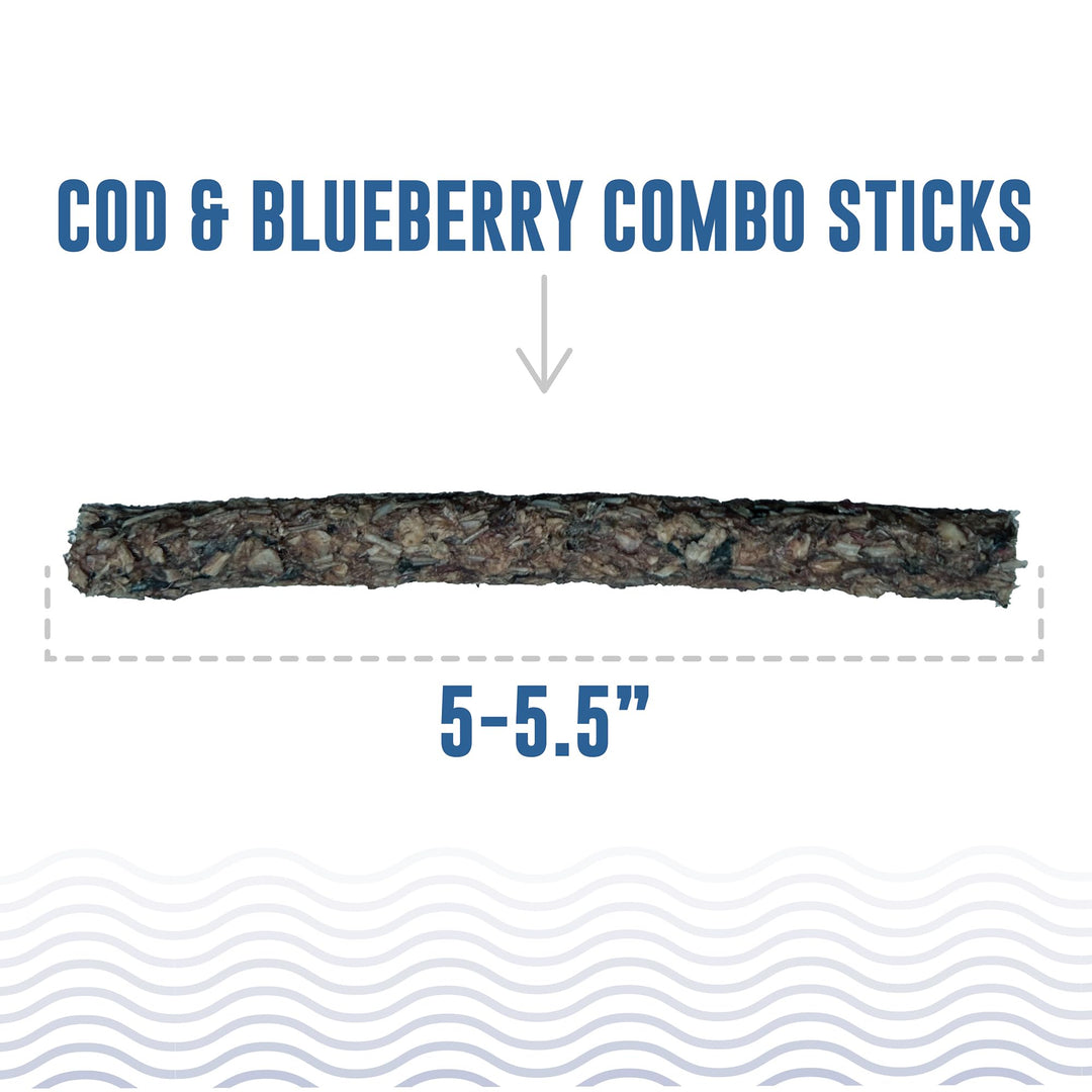 Icelandic+ 6 Count Cod &amp; Blueberry Combo Sticks - Crunchy Dog Treats