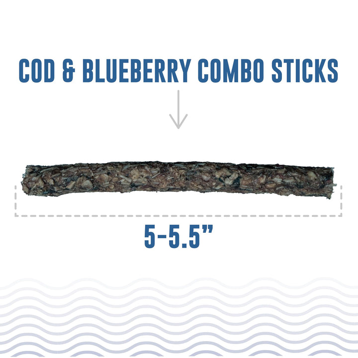Icelandic+ 6 Count Cod &amp; Blueberry Combo Sticks - Crunchy Dog Treats