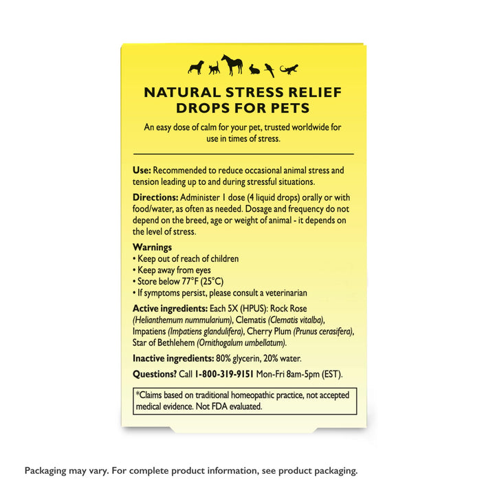 Rescue Remedy Pet Dropper - 10mL - Stress &amp; Tension Support for Dogs &amp; Cats with Bach Natural Flower Essences - Sedative-Free, Homeopathic Liquid Formula - For All Breeds, Ages &amp; Weights