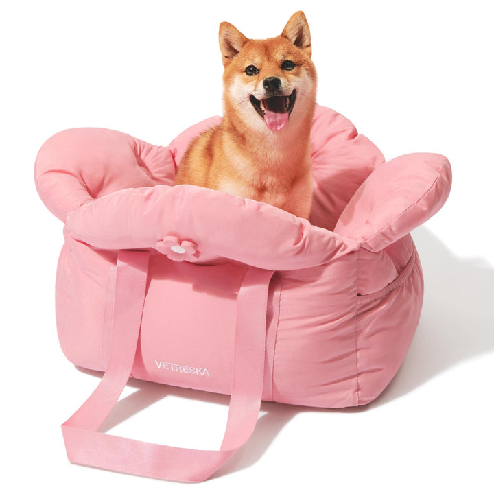 VETRESKA Dog Carrier Dog Car Seat for Small Dogs - Washable Cat Carrier Portable Puppy Bed for Car Seat of Easy Installation Pet Travel Carrier Bed with Storage Pocket &amp; Safety Clip-On Leas