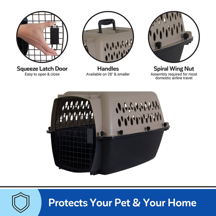 Petmate Vari Dog Kennel, Carrier, 10 to 20lbs, 24in, Taupe and Black