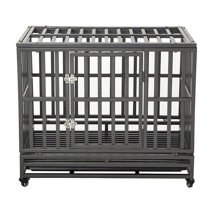 LUCKUP 38 Inch Heavy Duty Dog Cage Metal Kennel and Crate for Large Dogs,Easy to Assemble Pet Playpen with Four Wheels,Black … …