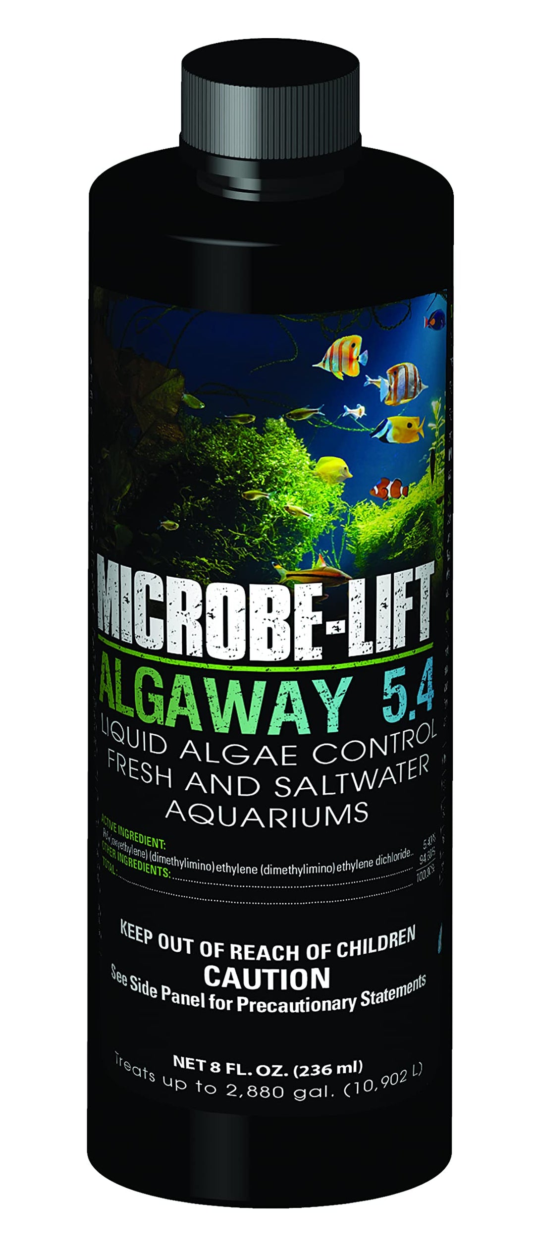 MICROBE-LIFT Algaway 5.4 Algae Remover for Aquariums, Algaecide for Freshwater and Saltwater Tanks, Aquarium Algae Control and Fish Tank Cleaner, Safe for Fish and Plants, 8 Ounces (ALGAA08)