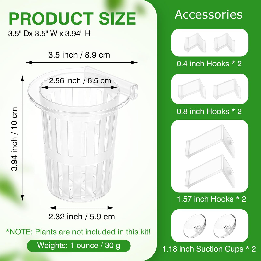 Borlech New Upgraded Large Aquarium Plant Holder with 1.57-inch Extension Hooks and Suction Cups for Fish Tank Aquaponic Plant Cultivation and Aquascape Accessories Decorations (2 Pack) Transparent