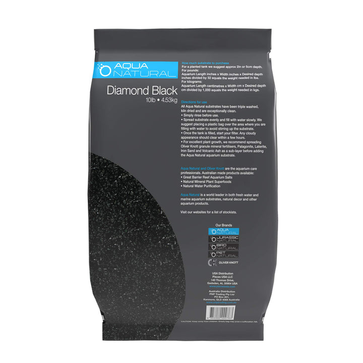 Aqua Natural Aquarium Substrate, Diamond Black Fine Gravel, 10lb