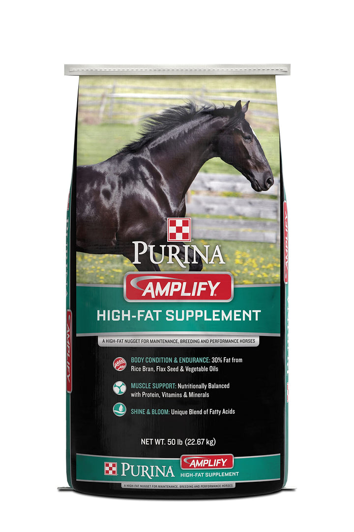 Purina, Amplify Equine, High-Fat Horse Supplement for Maintenance, Breeding, &amp; Performance Horses, 50 lbs