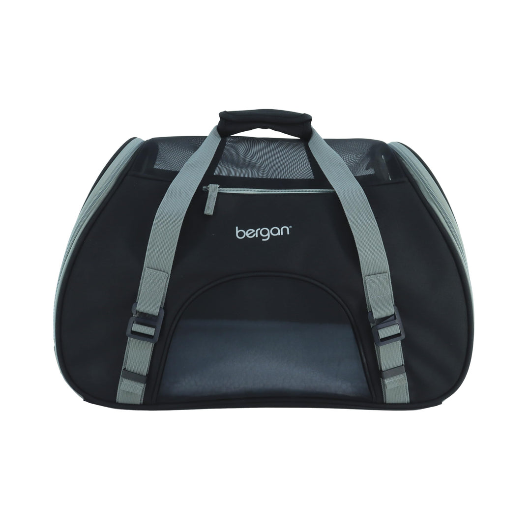 Coastal Pet Bergan Comfort Carrier - Breathable Travel Carrier for Dogs &amp; Cats - Black &amp; Grey, 19" x 10" x 13"