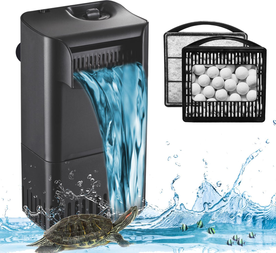 222GPH 10W Turtle Tank Filter Aquarium Filter Power Adjustable 10-40 Gal