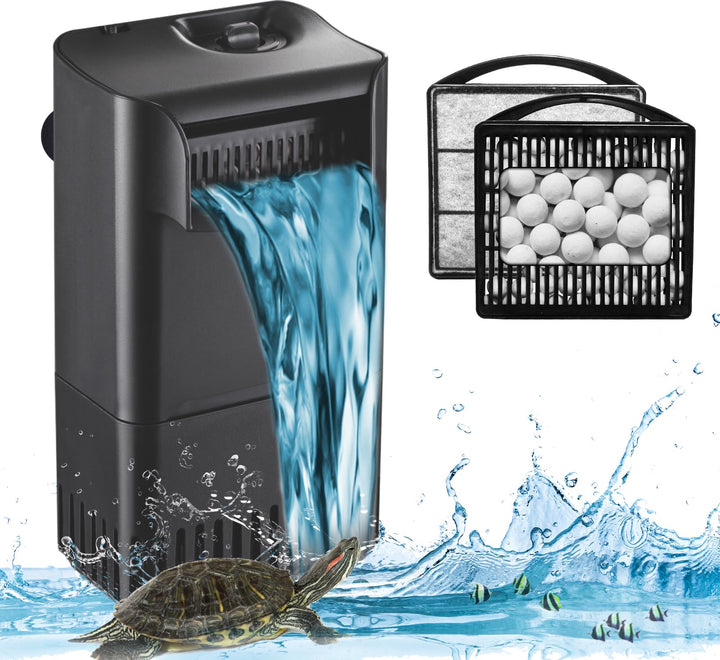 222GPH 10W Turtle Tank Filter Aquarium Filter Power Adjustable 10-40 Gal