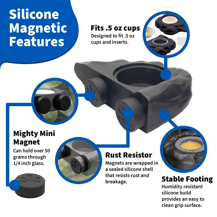 Pangea Silicone Gecko Feeding Ledge - Magnetic Mini Food Dish, Black