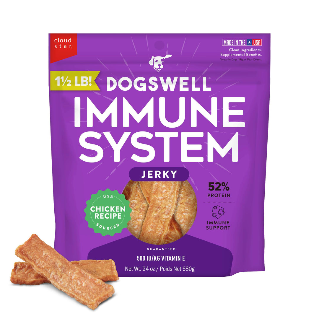 DOGSWELL Immune System Jerky Dog Treats, Chicken Breast, 24 oz Bag