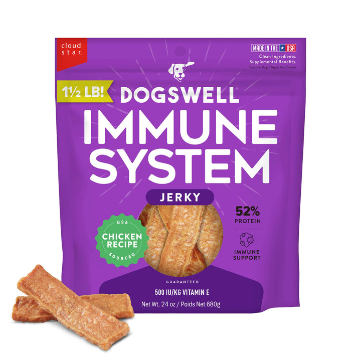 DOGSWELL Immune System Jerky Dog Treats, Chicken Breast, 24 oz Bag
