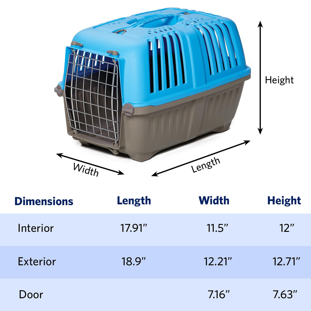 Spree by MidWest 19-Inch Travel Carrier, Blue, Fits Pets up to 10 lbs
