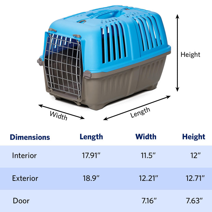 Spree by MidWest 19-Inch Travel Carrier, Blue, Fits Pets up to 10 lbs