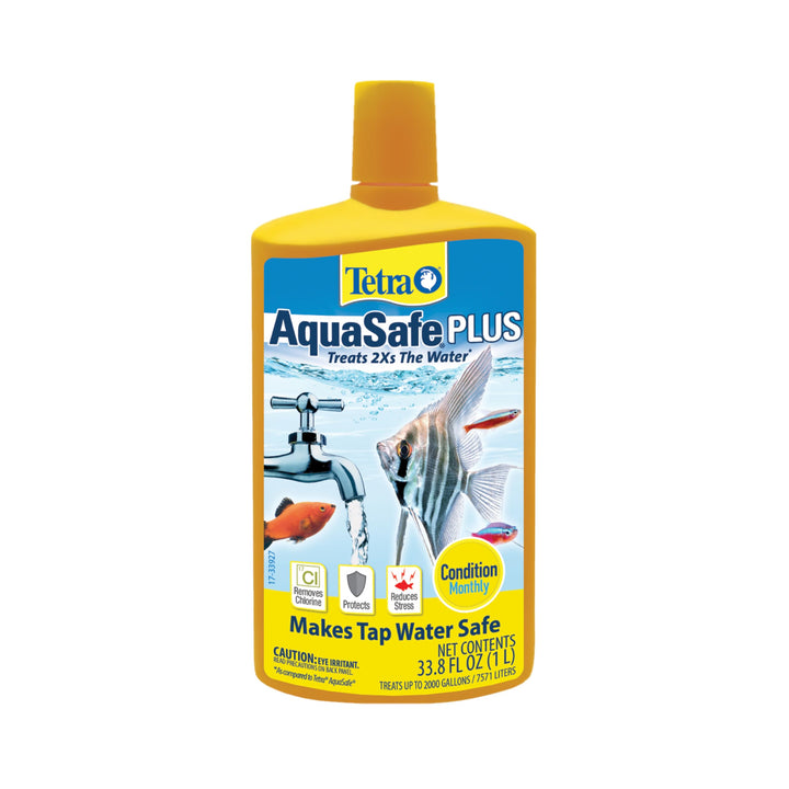 Tetra AquaSafe Plus Water Conditioner &amp; Dechlorinator For Aquarium, 33.8 oz
