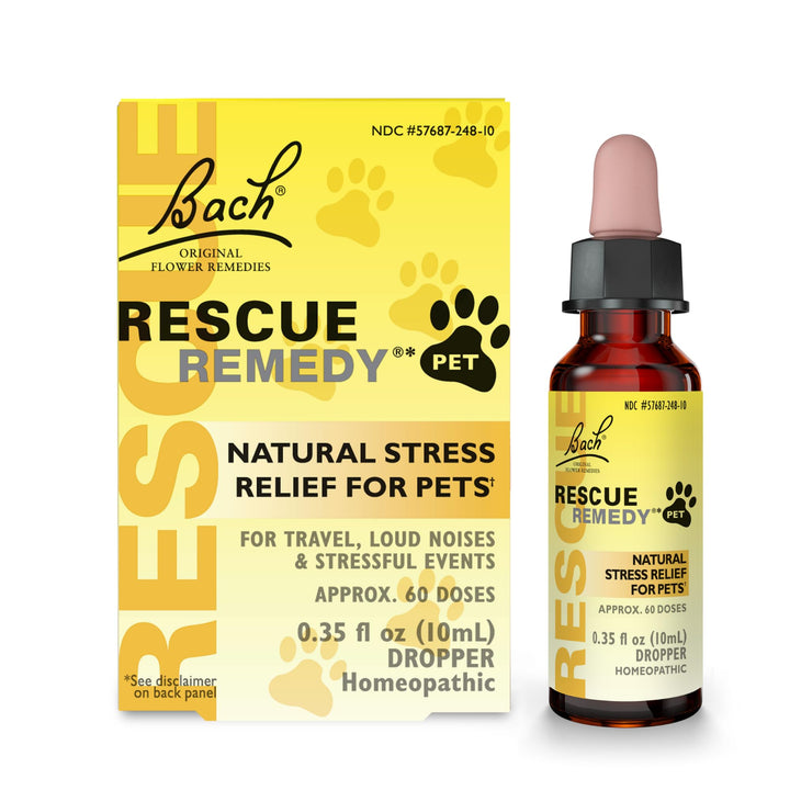 Rescue Remedy Pet Dropper - 10mL - Stress &amp; Tension Support for Dogs &amp; Cats with Bach Natural Flower Essences - Sedative-Free, Homeopathic Liquid Formula - For All Breeds, Ages &amp; Weights