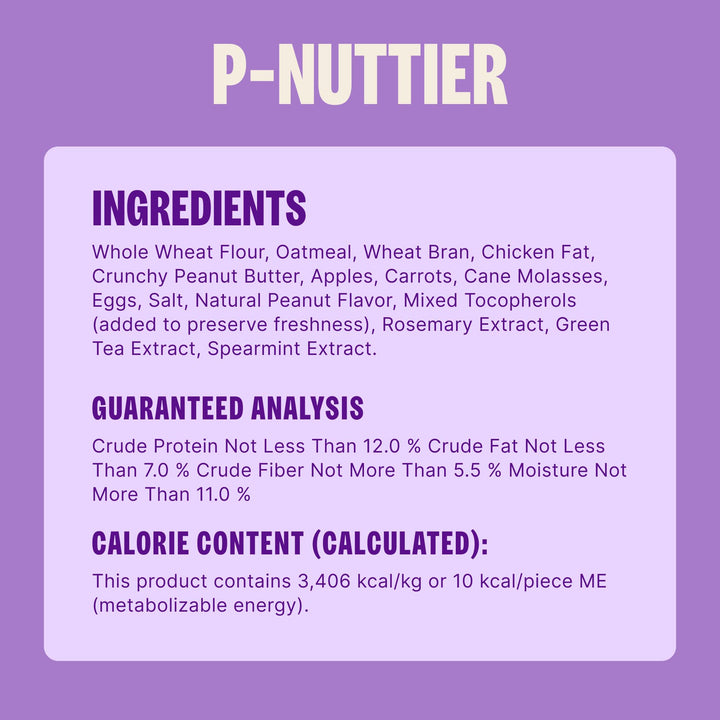 Wellness Old Mother Hubbard Classic P-Nuttier Dog Biscuits, Natural Training Treats, Peanut Butter Flavor, Large Size, 3.3 lb Bag