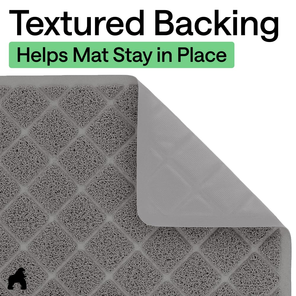 GORILLA GRIP Cat Litter Mat, Coiled Mesh Trapping Mats, 35x23 Gray