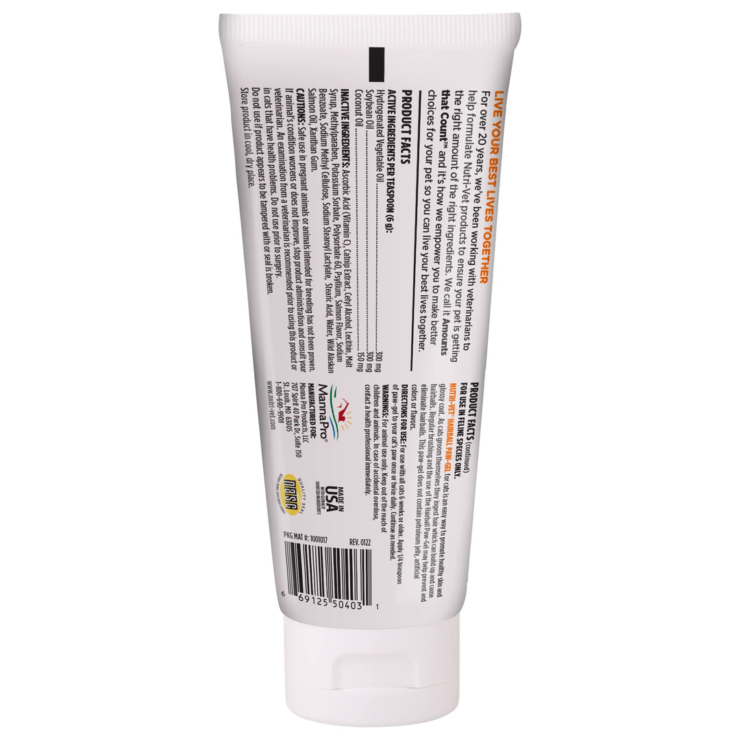 Nutri-Vet Hairball Gel for Cats, Cat Hairball Remedy, Salmon Flavor, 3oz