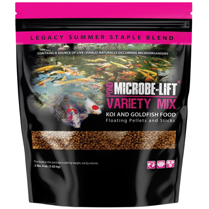 MICROBE-LIFT MLLVMMD Variety Mix Floating Fish Food Pellets and Sticks for Ponds, Water Gardens, and Fountains, for Live Goldfish and Koi, 2.25 Pounds