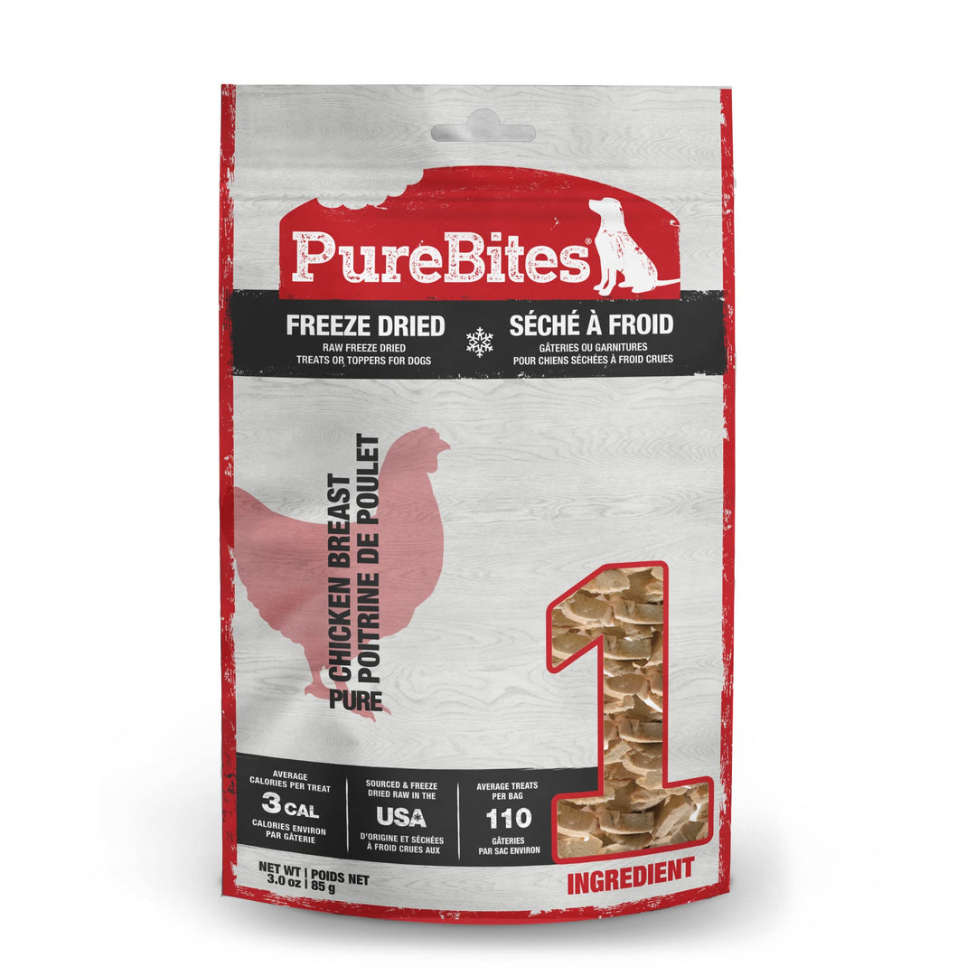 PureBites Chicken Single Ingredient Freeze Dried Dog Treats, 3 oz