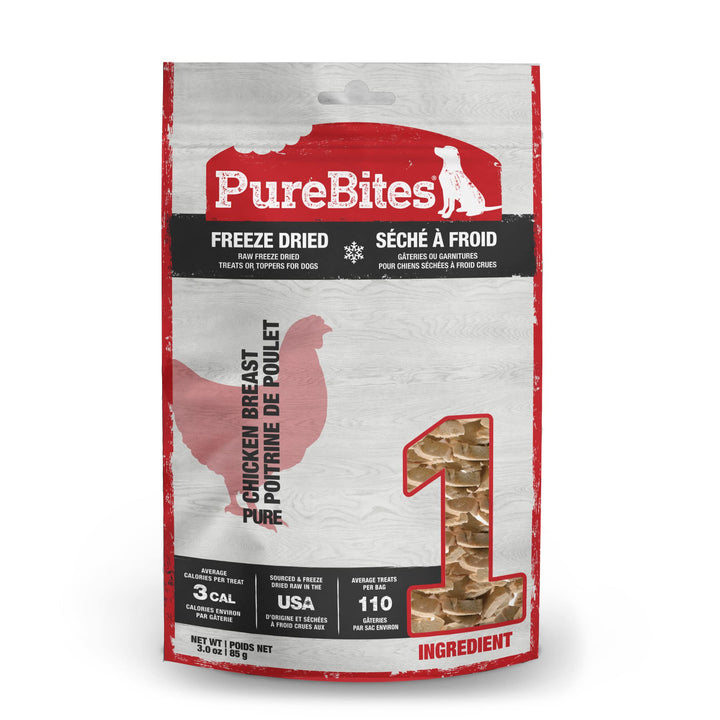 PureBites Chicken Single Ingredient Freeze Dried Dog Treats, 3 oz