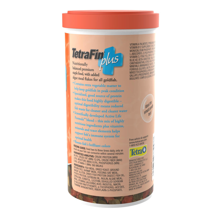 Tetra TetraFin Plus Goldfish Flakes Fish Food with Algae, 7.06 oz