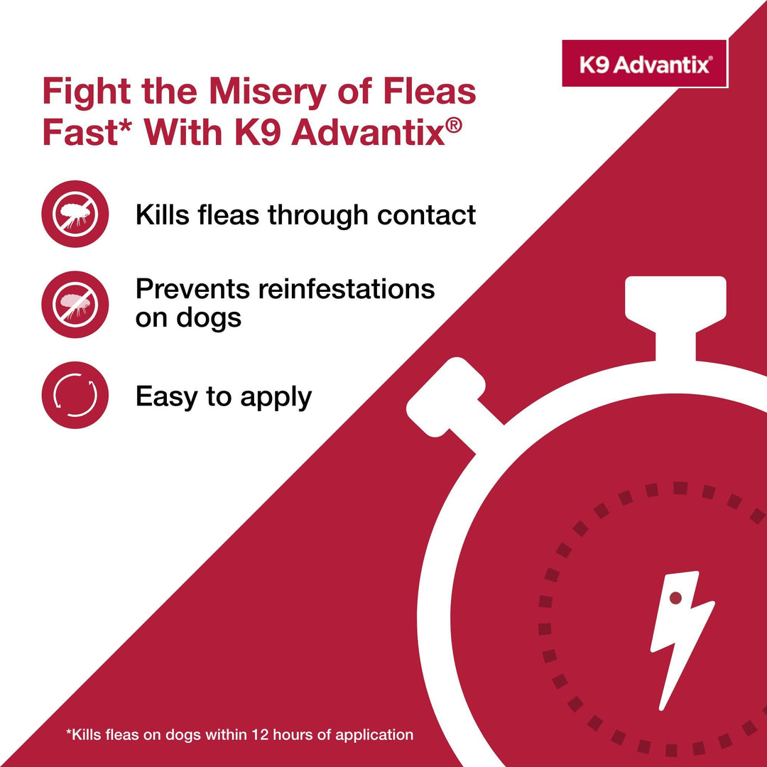 K9 Advantix Flea, Tick &amp; Mosquito Prevention for Dogs 21-55 lbs. | Flea Drops for Large Dogs | Apply Monthly | 4 Treatments (Pack of 2)