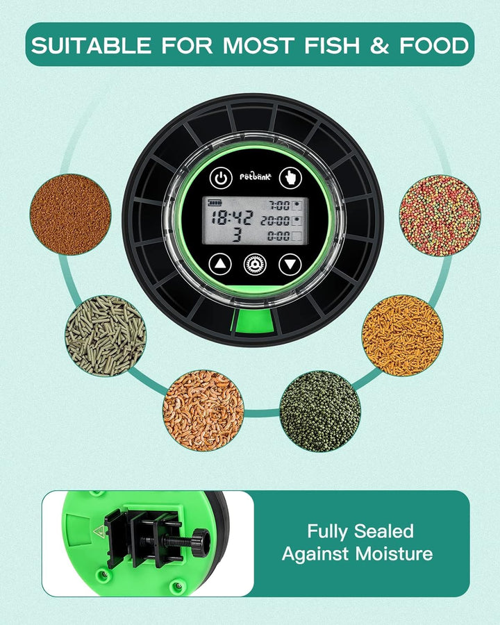 Petbank Automatic Fish Feeder for Aquarium Portion Control &amp; Moisture-Proof