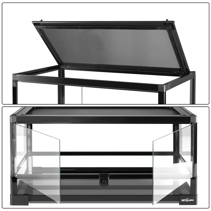 REPTIZOO Reptile Terrarium 24" X 12" X 12", 15 Gallon Glass Reptile Tank with Double Hinge Door Top Screen Ventilation, Easy Assembly Front Opening Terrarium Habitat