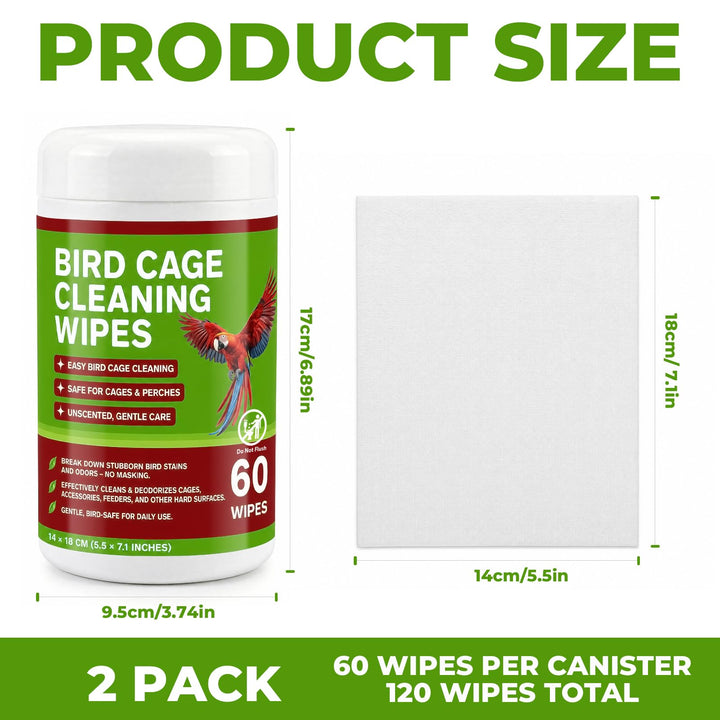 Utadaho Bird Cage Cleaning Wipes, Unscented Wipes for Parrots &amp; Pet Birds