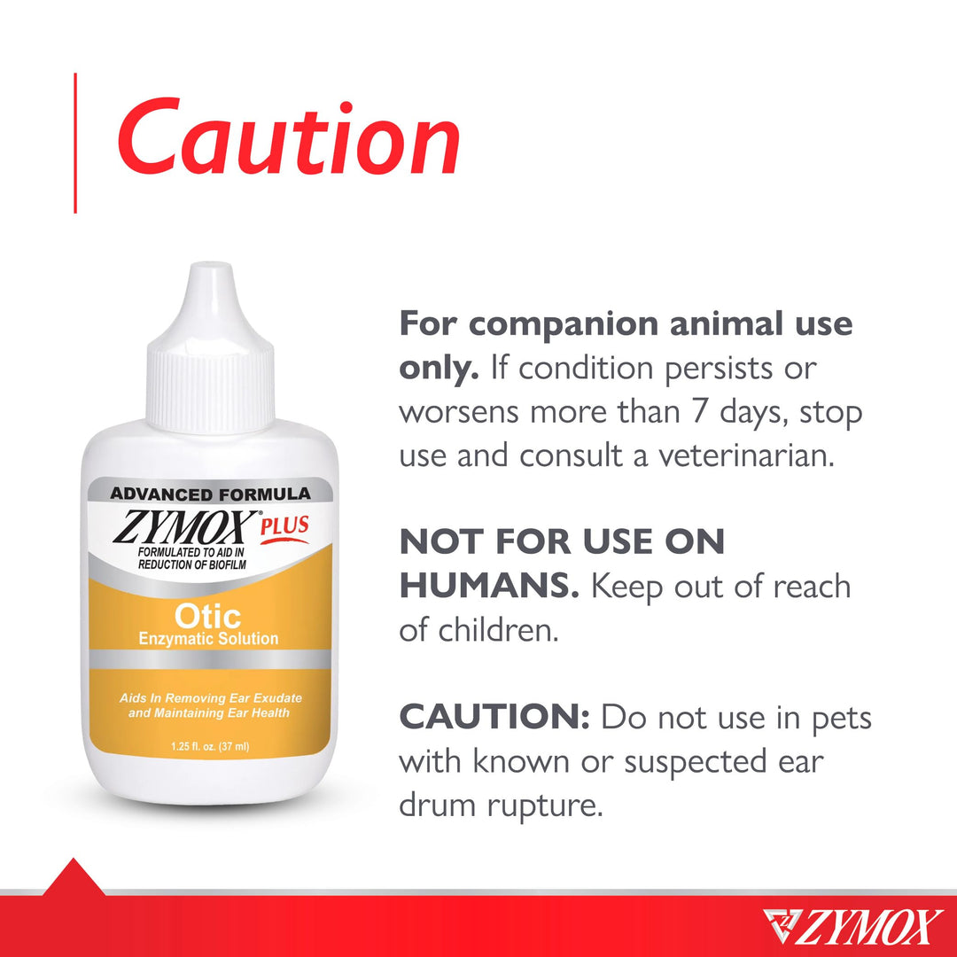 Zymox Advanced Formula Otic Plus Enzymatic Ear Solution for Dogs and Cats Without Hydrocortisone, 1.25oz