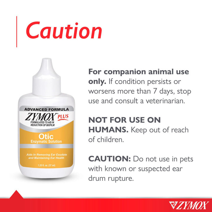 Zymox Advanced Formula Otic Plus Enzymatic Ear Solution for Dogs and Cats Without Hydrocortisone, 1.25oz