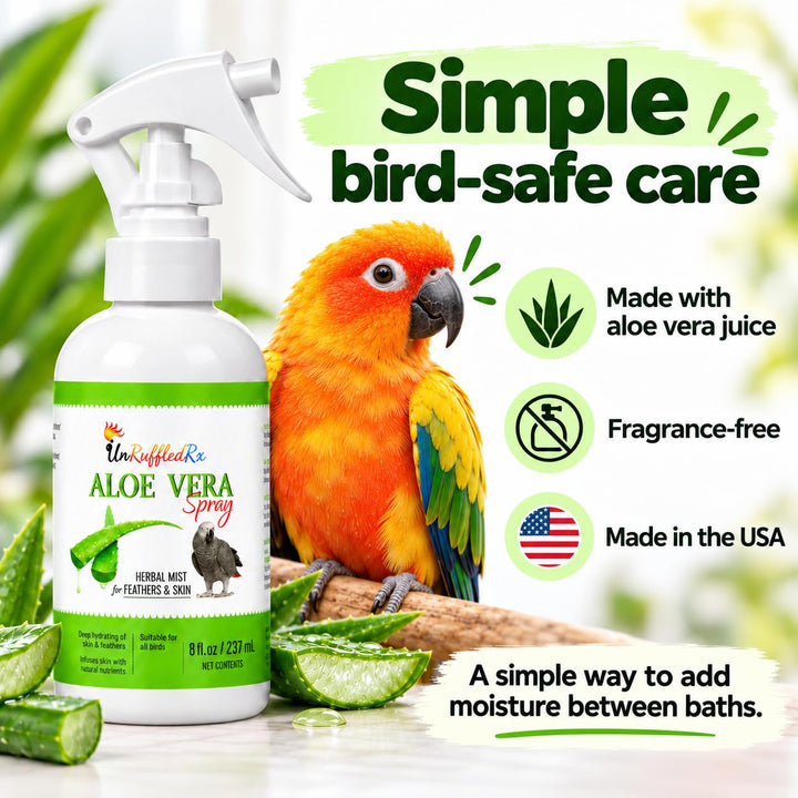 UnRuffledRx Aloe Vera Bird Spray, 8 oz | Bird Bath + Feather Care Mist