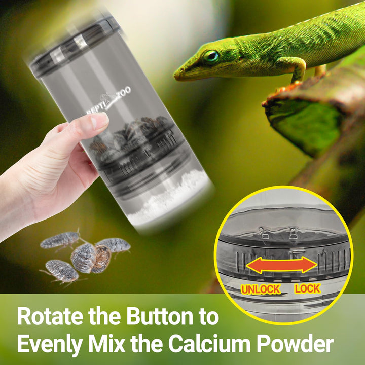 REPTI ZOO Reptile Cricket Calcium Powder Mixer, Cricket Keeper Shaker for Bearded Dragon Gecko Snake Lizards, Dispenser Feeder for Chameleon Reptile &amp; Amphibians