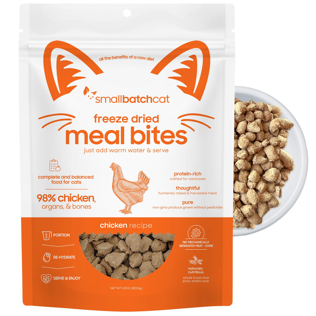 smallbatch Freeze Dried Raw Cat Food, High Protein Chicken Recipe, 10 oz