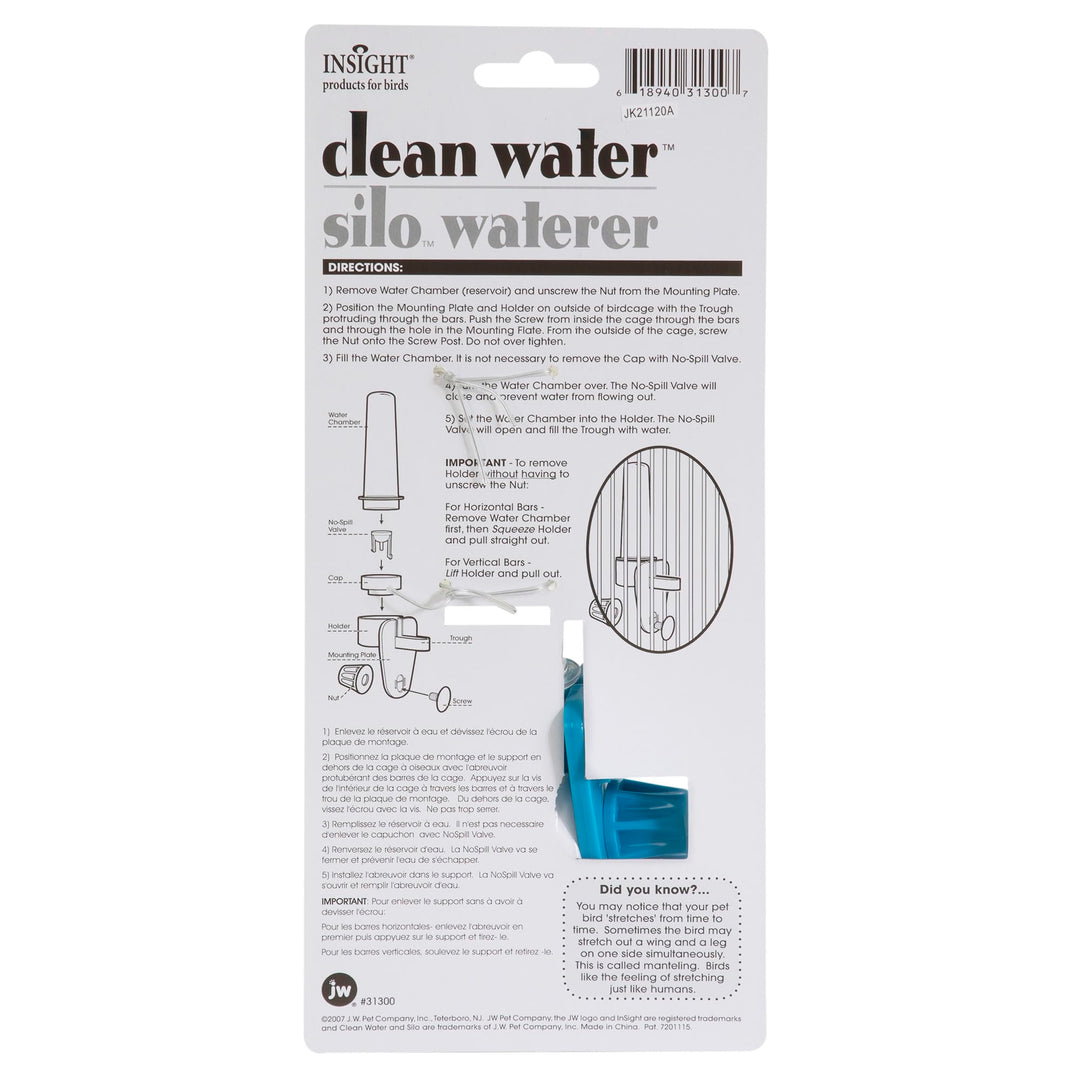 JW Clean Water Silo Bird Waterer (Pack of 2)