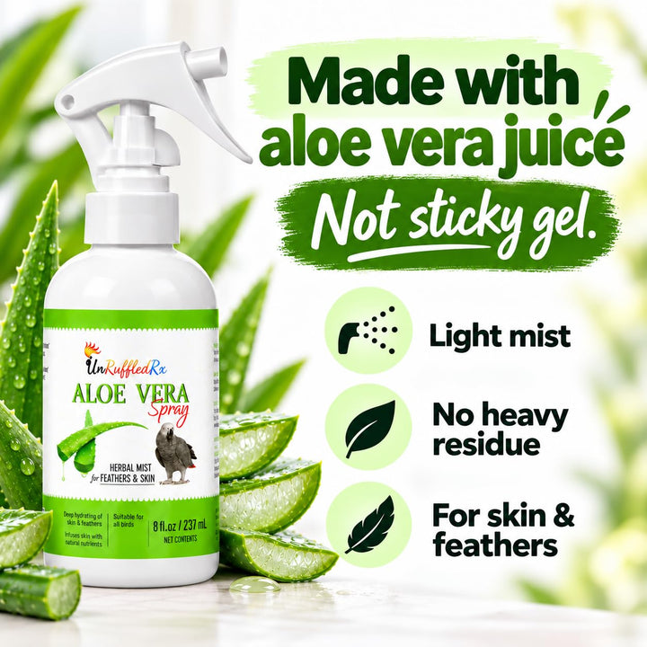 UnRuffledRx Aloe Vera Bird Spray, 8 oz | Bird Bath + Feather Care Mist