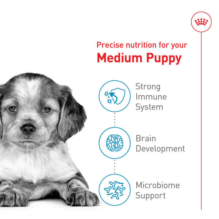 Royal Canin Size Health Nutrition Medium Breed Dry Puppy Food, Supports Brain Development, Immune Support and Digestive Health, 17 lb Bag