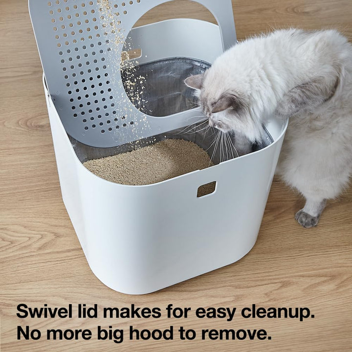 Modkat Top-Entry Cat Litter Box, Leak-Proof, Liner &amp; Scoop, Black
