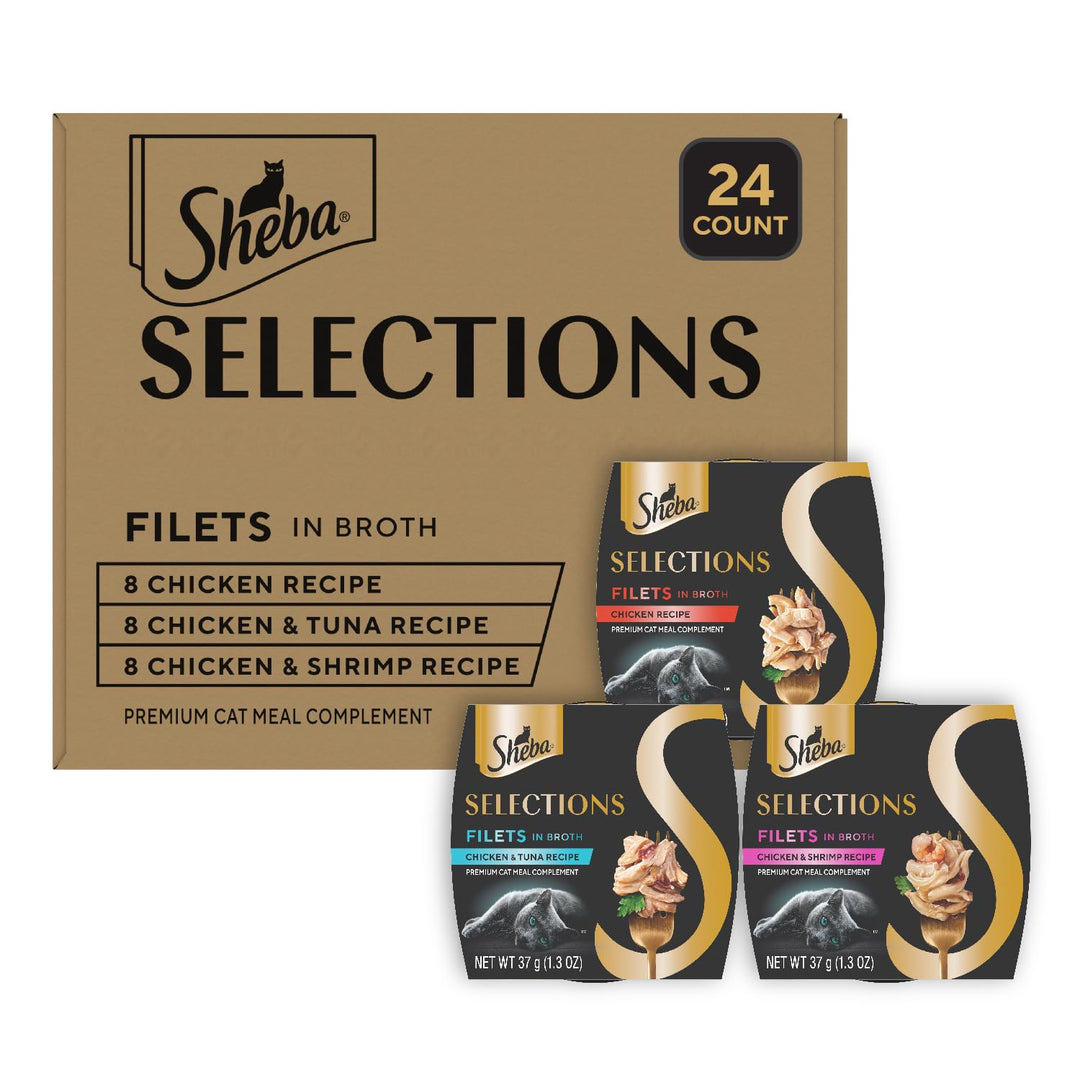 Sheba Selections Filets Wet Cat Food Complement, Variety, 1.3 oz, 24 ct
